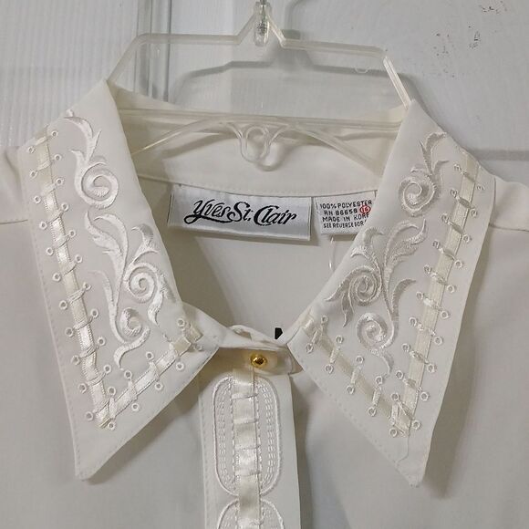 Yves St. Clair vintage cream color button down long sleeve blouse Sz 16 NWT - Picture 4 of 12